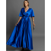 Královsky modré saténové dlouhé šaty GO HOME s krátkým rukávem