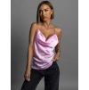 Světle růžový saténový top PELLY se třpytivými ramínky