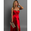 Červené společenské saténové šaty SYCHAEUS bez ramínek