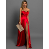 Červené společenské saténové šaty SYCHAEUS bez ramínek