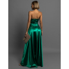 Zelené saténové společenské šaty SYCHAEUS bez ramínek