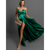 Zelené saténové společenské šaty SYCHAEUS bez ramínek