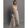 Krémové dlouhé variabilní společenské šaty CUPAUCA