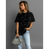 Černé oversize tričko PORFYR se srdíčky 100% bavlna