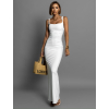 Bílé tvarující dlouhé elegantní šaty COMNORY
