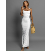 Bílé tvarující dlouhé elegantní šaty COMNORY