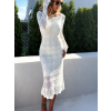 Bílé šaty SERGIO v háčkovaném stylu se spodničkou
