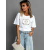 Bílé oversize tričko PRINCE s perličkami