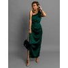 Smaragdové saténové midi šaty ROULES