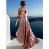 Růžové elegantní šaty KRISTAL s přehozem