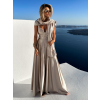 Béžové dlouhé saténové šaty KRISTAL s přehozem