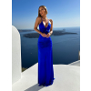 Královsky modré dlouhé šaty AGODA s výstřihem