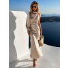 Krémové saténové  šaty NEVER s průstřihem
