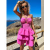 Růžové volánkové krátké šaty FOTIS
