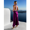 Fialové dlouhé elegantní šaty JOLIED na zavázání kolem krku