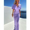 Fialové elegantní šaty INVANCE s výstřihem do V