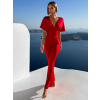 Červené elegantní šaty INVANCE s výstřihem do V