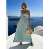 Světle zelené dlouhé plisované šaty TOKIA
