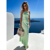 Světle zelené saténové šaty GOTIC na zavázání kolem krku