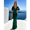 Smaragdové dlouhé šaty INVANCE s výstřihem do V