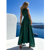 Smaragdové dlouhé saténové šaty MADES na zavazování