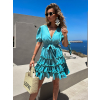 Tyrkysové krátké šaty IMRICH s volány