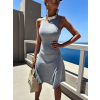 Šedé krátké basic šaty DUING s holými zády