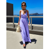 Fialové dlouhé plisované šaty SUNLOVE na ramínka