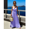 Fialové dlouhé plisované šaty SUNLOVE na ramínka