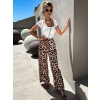 Hnědé široké kalhoty SPIDER s leopardím vzorem