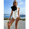 Bílé stylové jednodílné plavky KLEANTIS se sukní