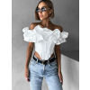 Bílý elegantní top KOSTADIN s volánky