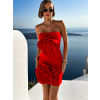 Červené koktejlové mini šaty JUSEF s aplikací kytek