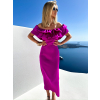Magenta saténové elegantní midi šaty UNIVERS