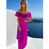 Magenta saténové elegantní midi šaty UNIVERS
