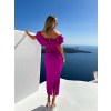 Magenta saténové elegantní midi šaty UNIVERS