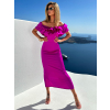 Magenta saténové elegantní midi šaty UNIVERS