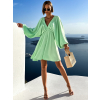 Světle zelené boho krátké šaty RANGE s výstřihem