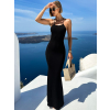 Černé dlouhé stylové šaty ONURETE na ramínka