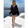 Černé krátké koktejlové šaty ERCHIS s dlouhým rukávem
