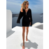Černé krátké koktejlové šaty ERCHIS s dlouhým rukávem