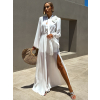 Bílé dlouhé vzdušné šaty IRAKLI s aplikací
