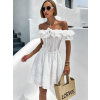 Bílé krátké bavlněné boho šaty KONIASEL