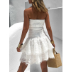 Bílé krátké boho šaty KROKY s volánky