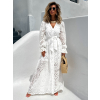 Bílé dlouhé boho maxi šaty KELZANG se spodničkou