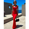 Červené dlouhé tvarující elegantní šaty COMNORY