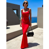 Červené dlouhé tvarující elegantní šaty COMNORY