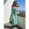 Světle zelené elegantní elastické šaty LUCIAN kolem krku