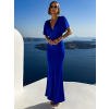 Královsky modré elegantní šaty INVANCE s výstřihem