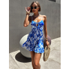 Modré květinové krátké šaty INGVAR